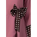 Polka dotted asymmetrical dress abaya- Puce Pink-Wine